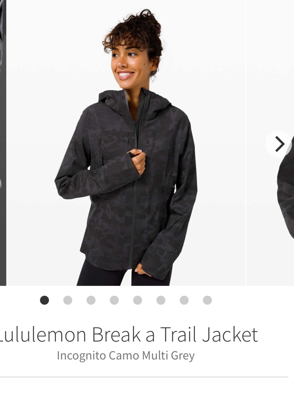 Lululemon Break a Trail Jacket
Incognito Camo Multi Grey. Size 4. EUC